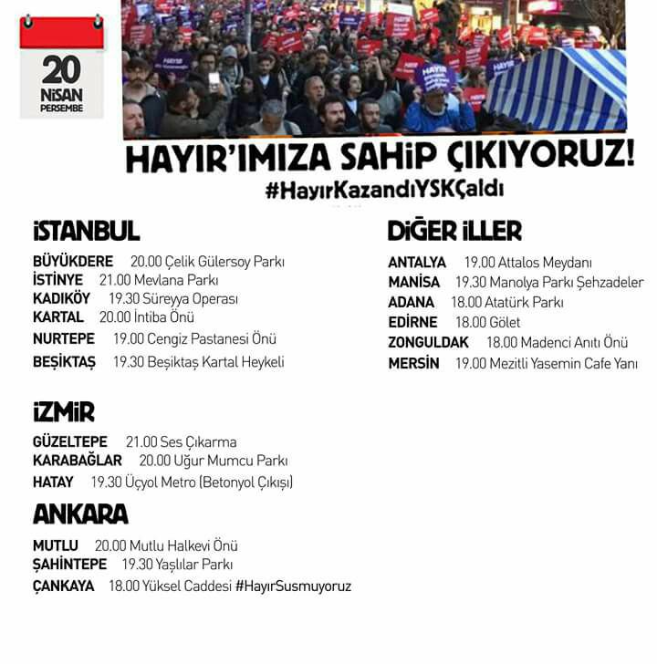 Aufruf zu Demonstrationen in der Türkei heute