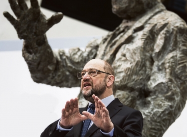 Altbundeskanzler Willy Brandt und Möchtegernkanzler Martin Schulz