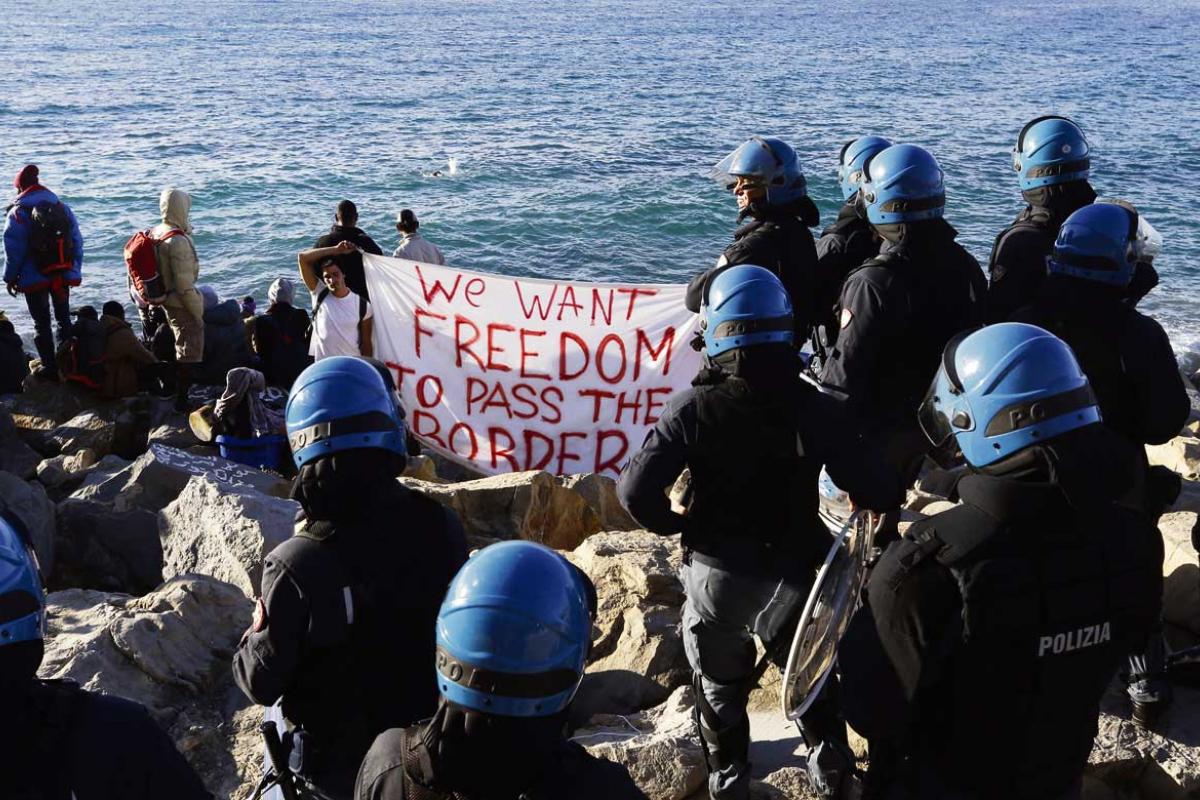 Protest an der italienisch-französischen Grenze