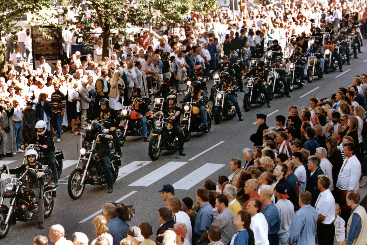 Letzte Geleit für 1995 getöteten Bandidos Präsidenten in Helsingborg