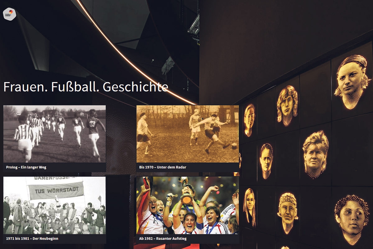 Screenshot der Online-Ausstellung »Frauen. Fußball. Geschichte« des Deutschen Fußballmuseums