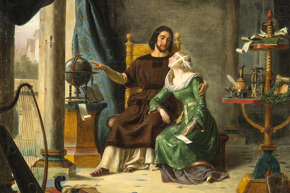 Gemälde von Jean Durupt, Der Philosoph Abaelard erklärt seiner Schülerin Héloise die Welt