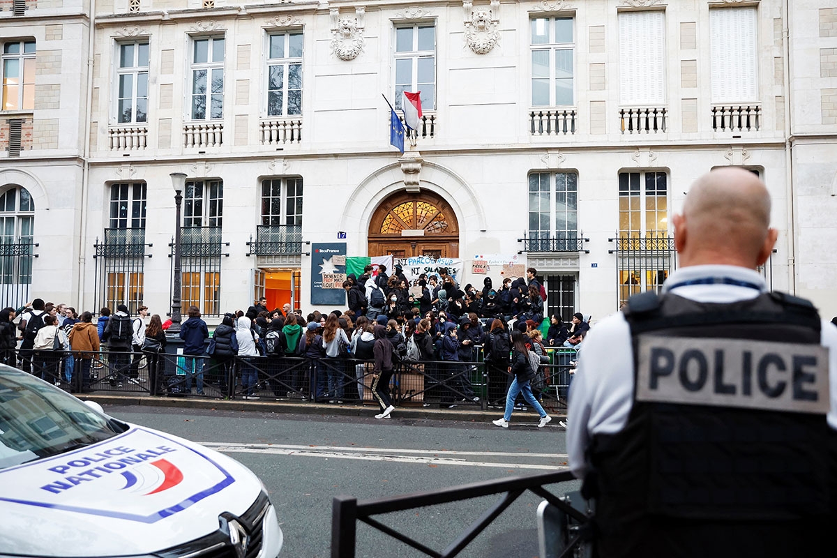 Das Lycée Montaigne in Paris wird blockiert