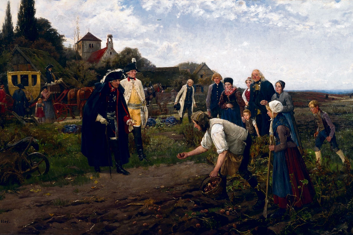 Der König inspiziert einen Bauern auf dem Acker, Gemälde