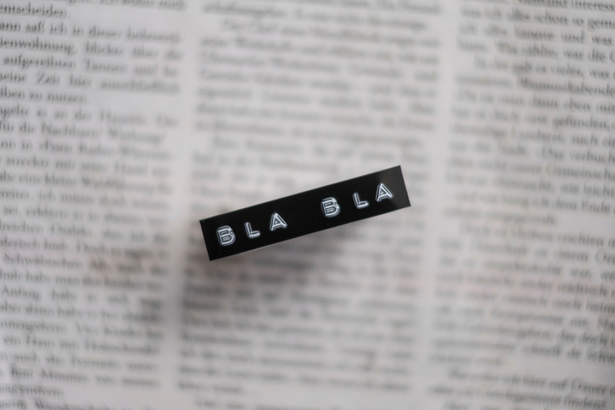 Etikett mit der Aufschrift "Bla Bla"