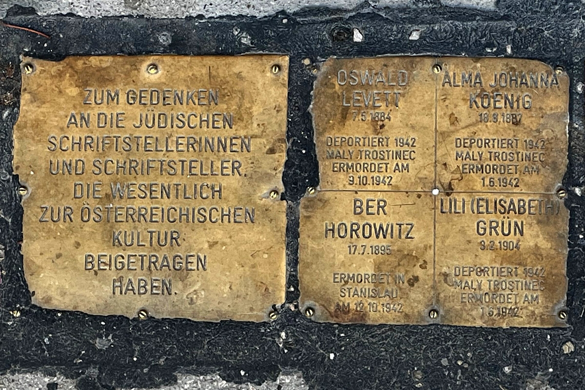 Stolpersteine für Oswald Levett, Alma J. Koenig, Ber Horowitz und Lili Grün