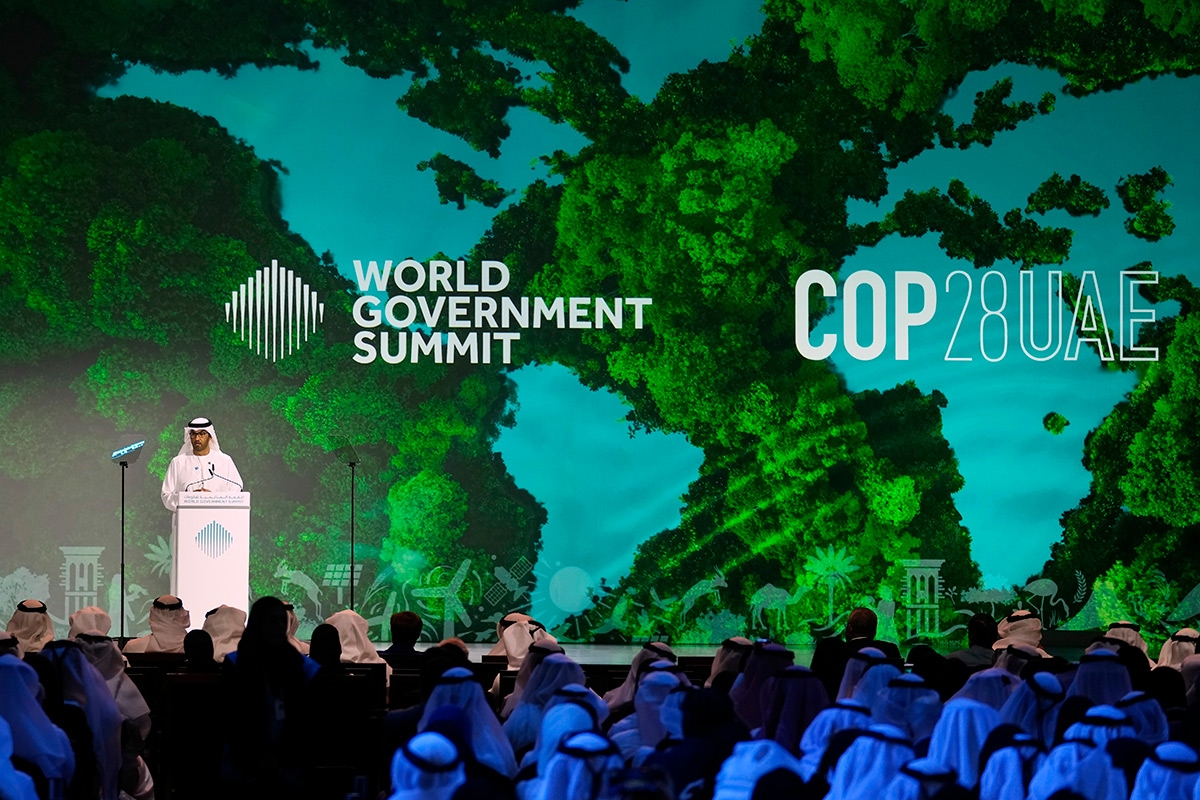 Sultan al-Jaber, Präsident der Klimakonferenz Cop 28, beim World Government Summit in Dubai, 14. Februar