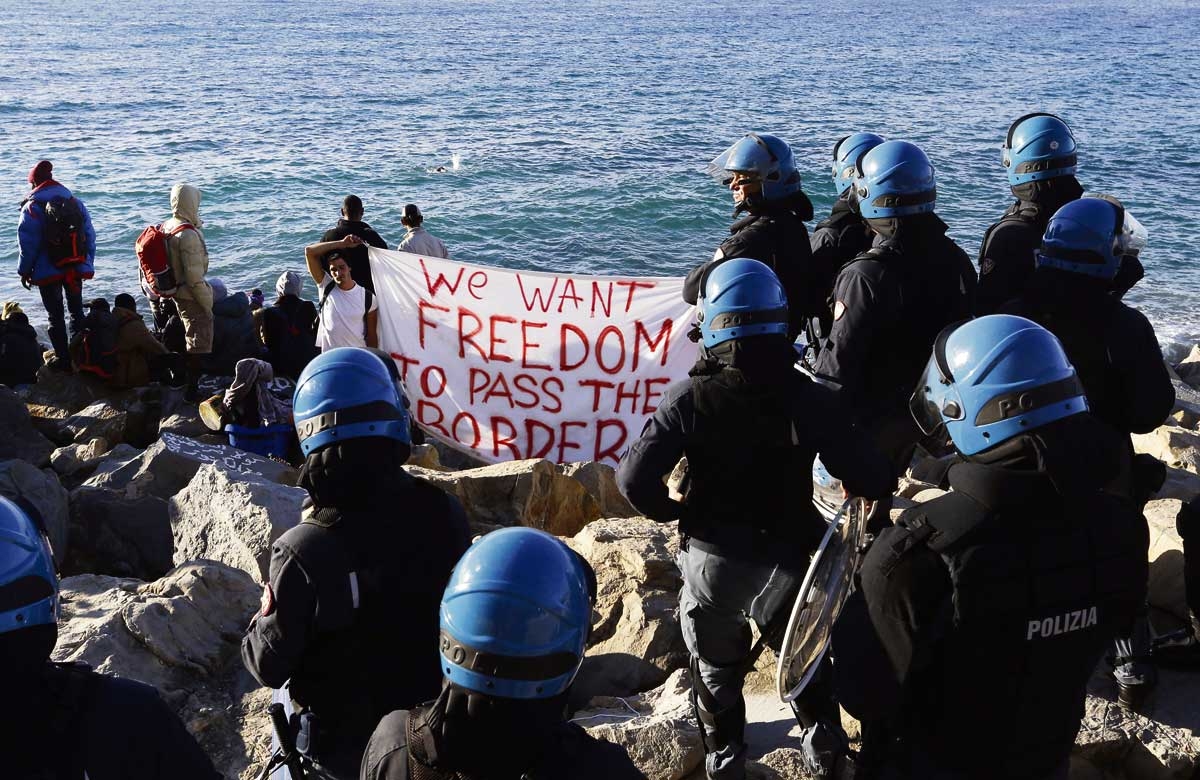 Protest an der italienisch-französischen Grenze