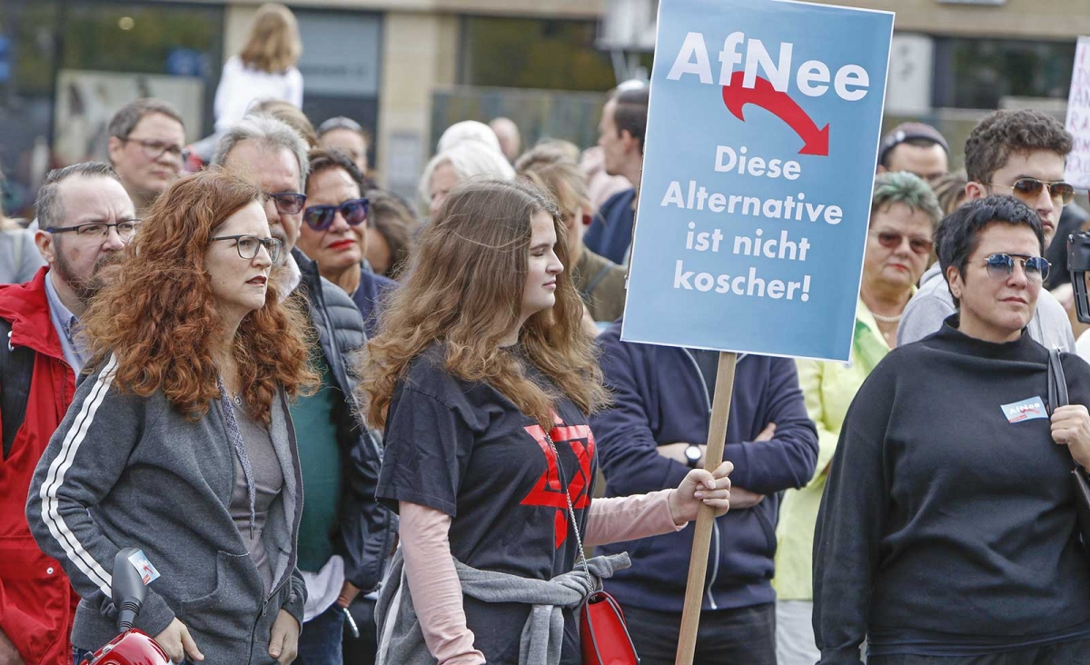 Juden gegen die AfD. Im Oktober 2018 protestierten jüdische Organisationen in Frankfurt am Main gegen die Gründung des Vereins   »Juden in der AfD«