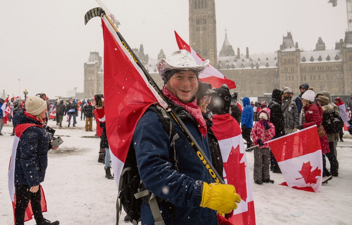 Protest gegen die Pandemieschutzmaßnahmen vor dem Parlament in Ottawa