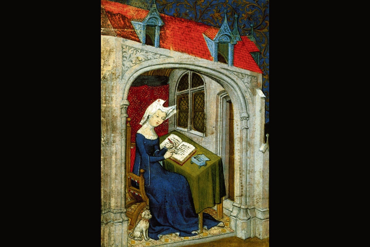 Christine de Pizan an ihrem Schreibpult