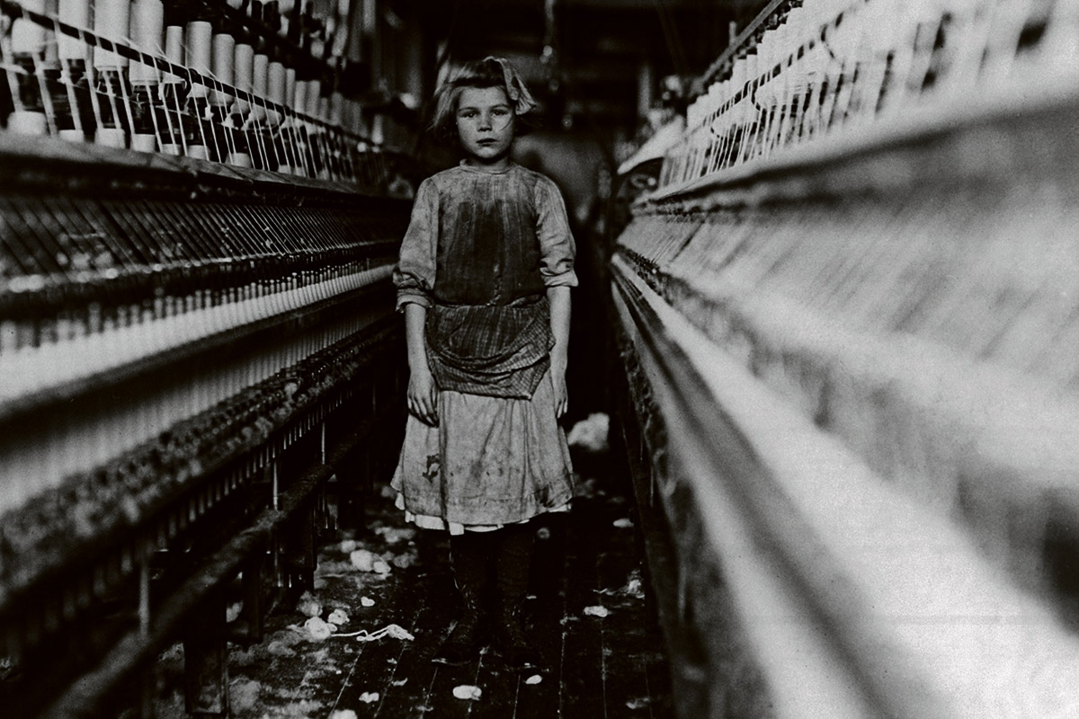Kinderarbeit in einer Baumwollspinnerei in South Carolina, um 1909