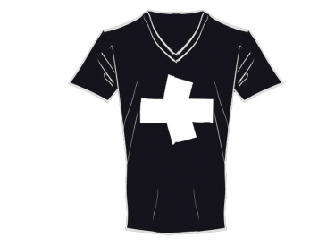 Schwarzes Trikot mit weißem Kreuz