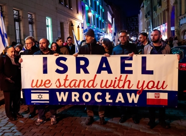 Solidarität mit Israel beim Gedenkmarsch in Wrocław für das Novemberpogrom 1938, 9. November 2023