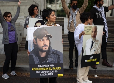 Für einen Abschiebestopp nach Saudi-Arabien: Protest vor der saudischen Botschaft in Washington, D.C.