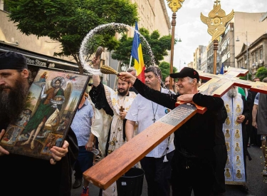 Von allen guten Geistern verlassen. George Becali, Eigentümer des FCSB Bukarest, im Juli vergangenen Jahres bei einer homofeindlichen Demons­tration gegen die Bukarest Pride