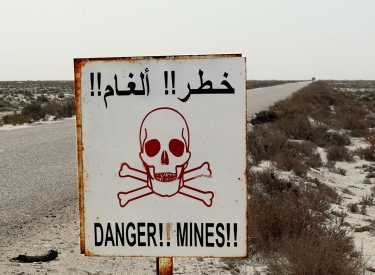 Schild Schtung Minen in der Westsahara