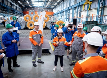 Annalena Baerbock am 18. Juni beim Stahlkonzern Arcelor-Mittal