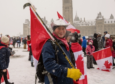 Protest gegen die Pandemieschutzmaßnahmen vor dem Parlament in Ottawa