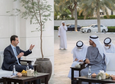 Der syrische Präsident Bashar al-Assad (links) beim Staatsbesuch in den Vereinigten Arabischen Emiraten, 18. März