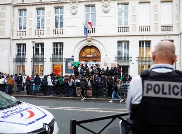 Das Lycée Montaigne in Paris wird blockiert