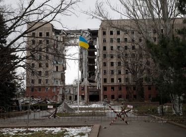 Regionalverwaltung in Mykolajiw, von russischen Raketen getroffen