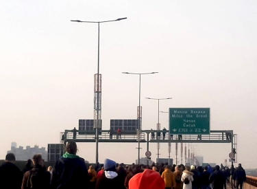 Autobahnblockade in Belgrad, 4. Dezember 2021