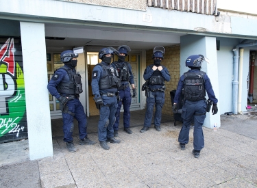 Die Polizeieinheit CRS 8 im Einsatz in Marseille, 19. August