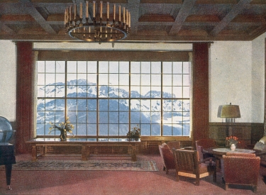 Blick aus Adolf Hitlers Berghof auf dem Obersalzberg bei Berchtesgaden