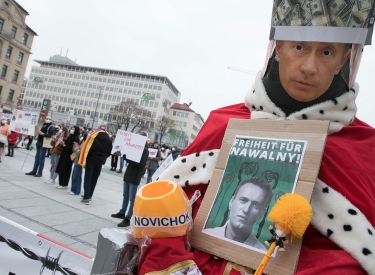 Protestaktion in München 2021 für den russischen Regimegegner Aleksej Nawalnyj